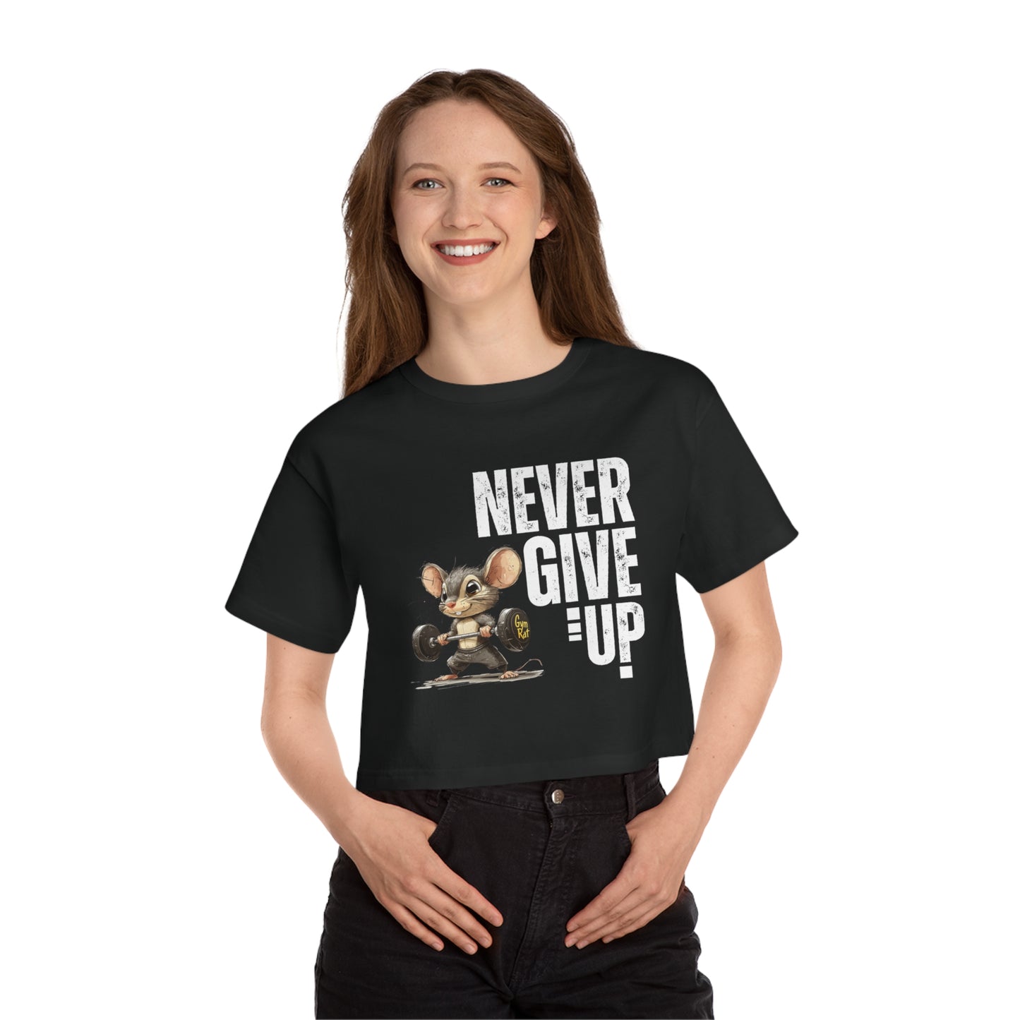 Never give up Champion Women's Heritage Cropped T-Shirt