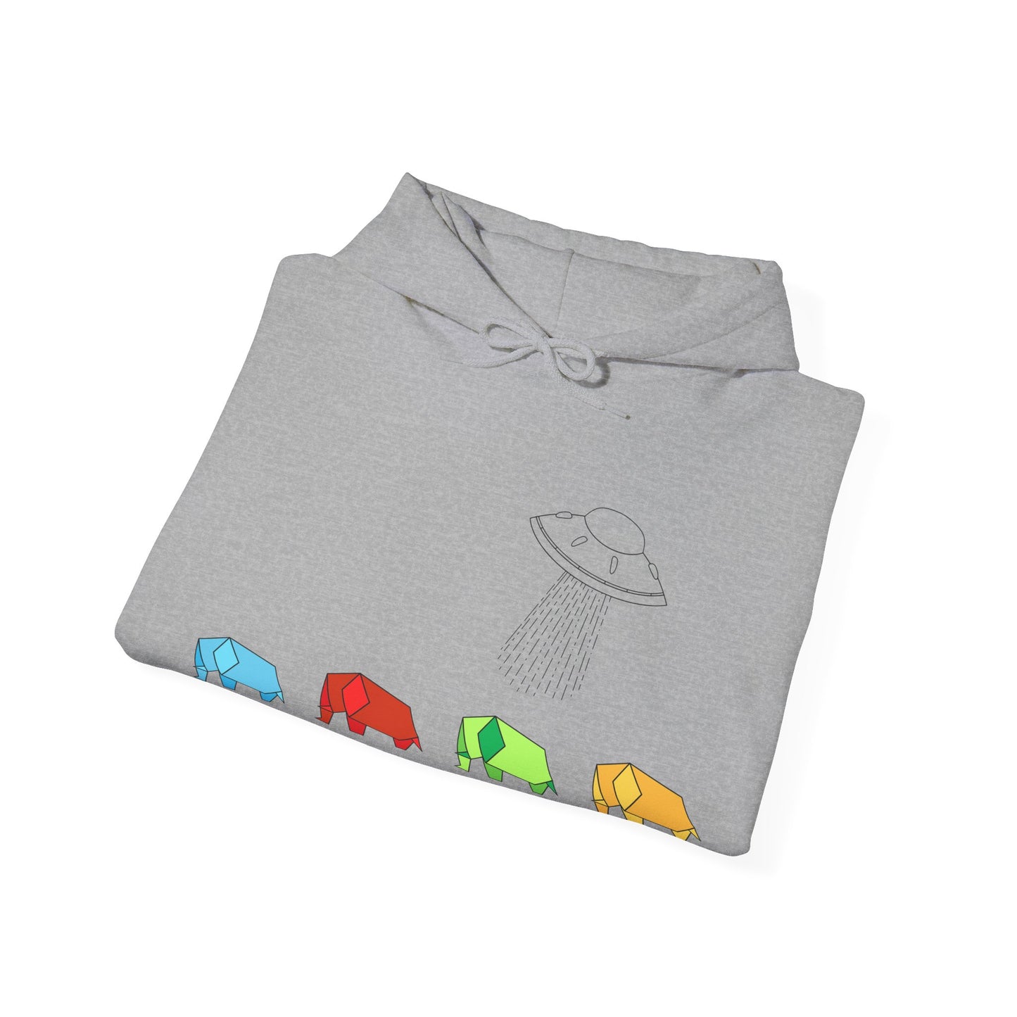 Alien origami elephant of Unisex Heavy Blend™ Hooded Sweatshirt