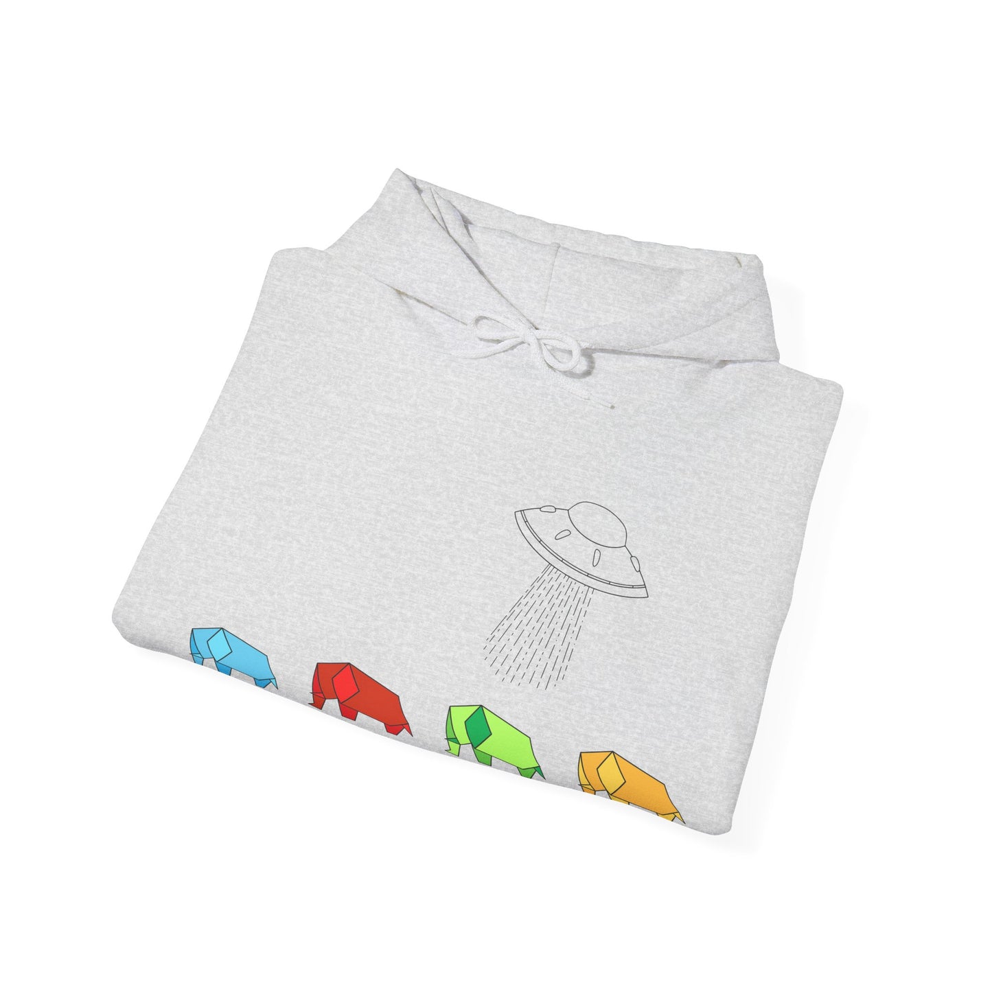 Alien origami elephant of Unisex Heavy Blend™ Hooded Sweatshirt