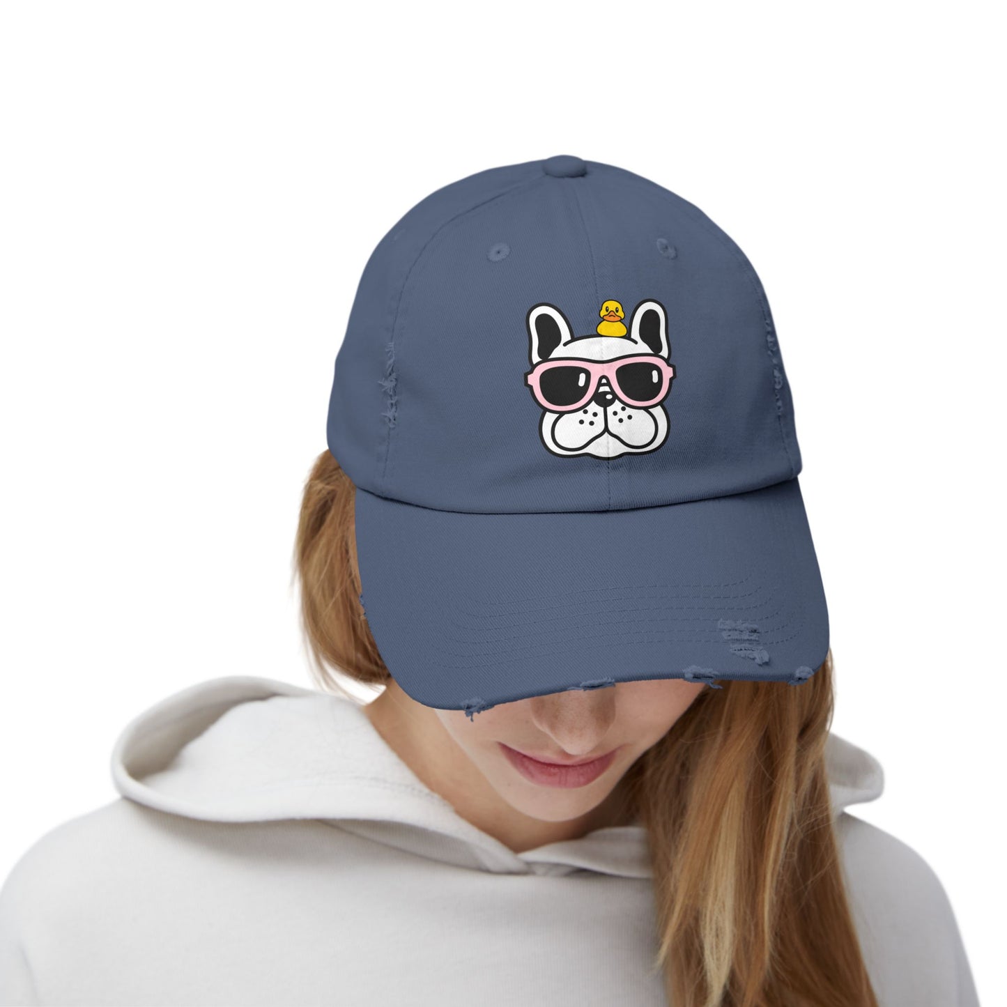 Dog and duck sunglass Unisex Distressed Cap