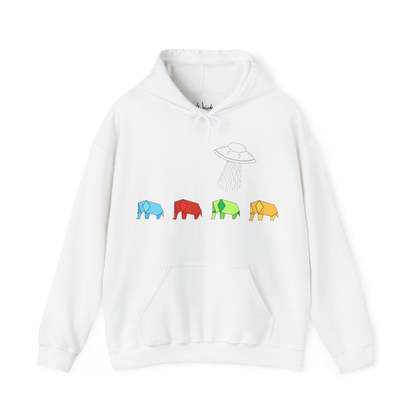 Alien origami elephant of Unisex Heavy Blend™ Hooded Sweatshirt