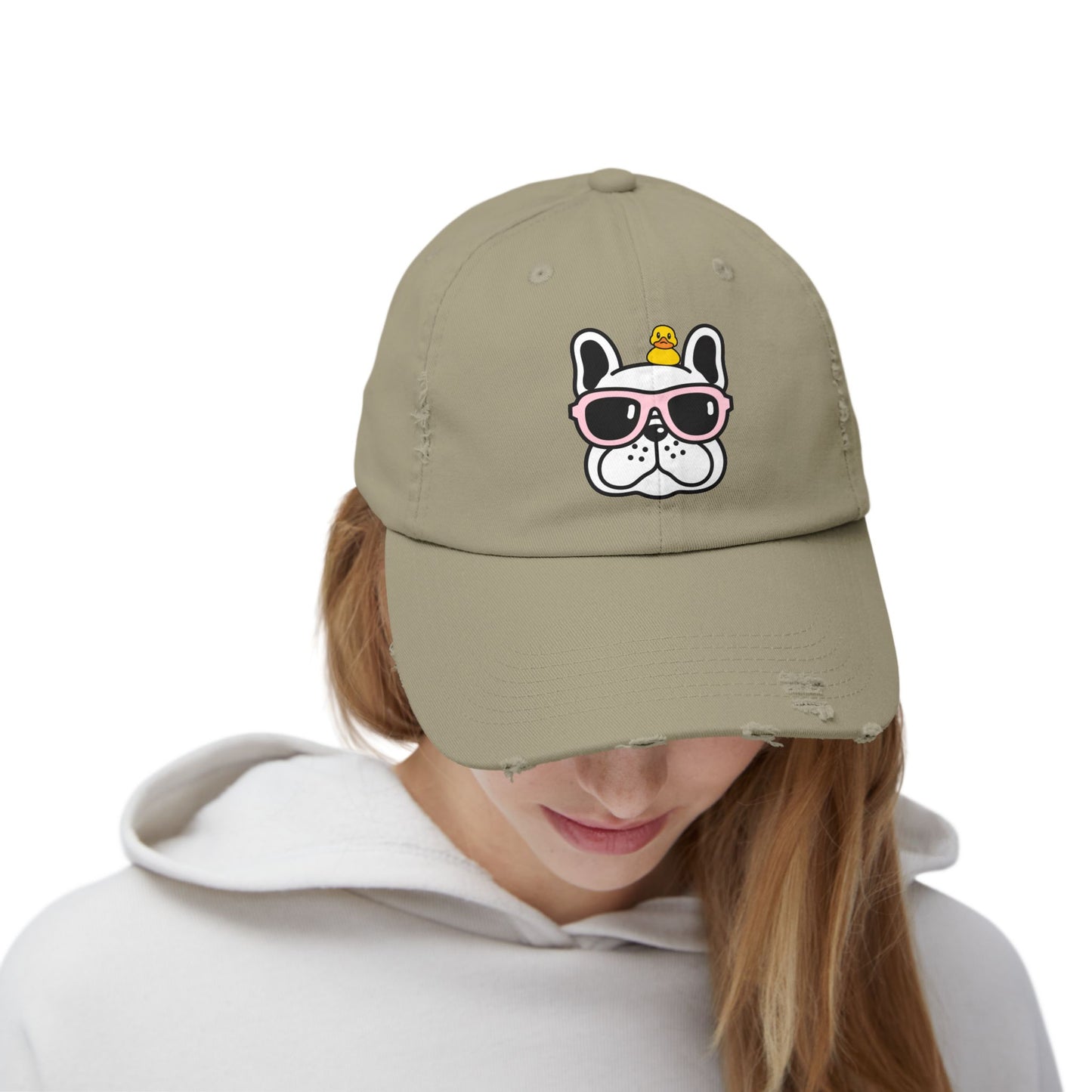 Dog and duck sunglass Unisex Distressed Cap