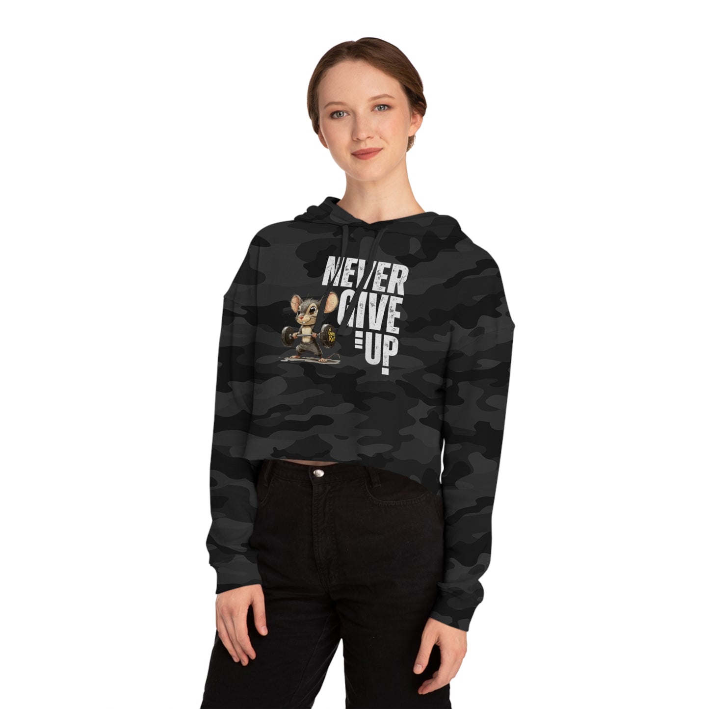 Never give up Women’s Cropped Hooded Sweatshirt