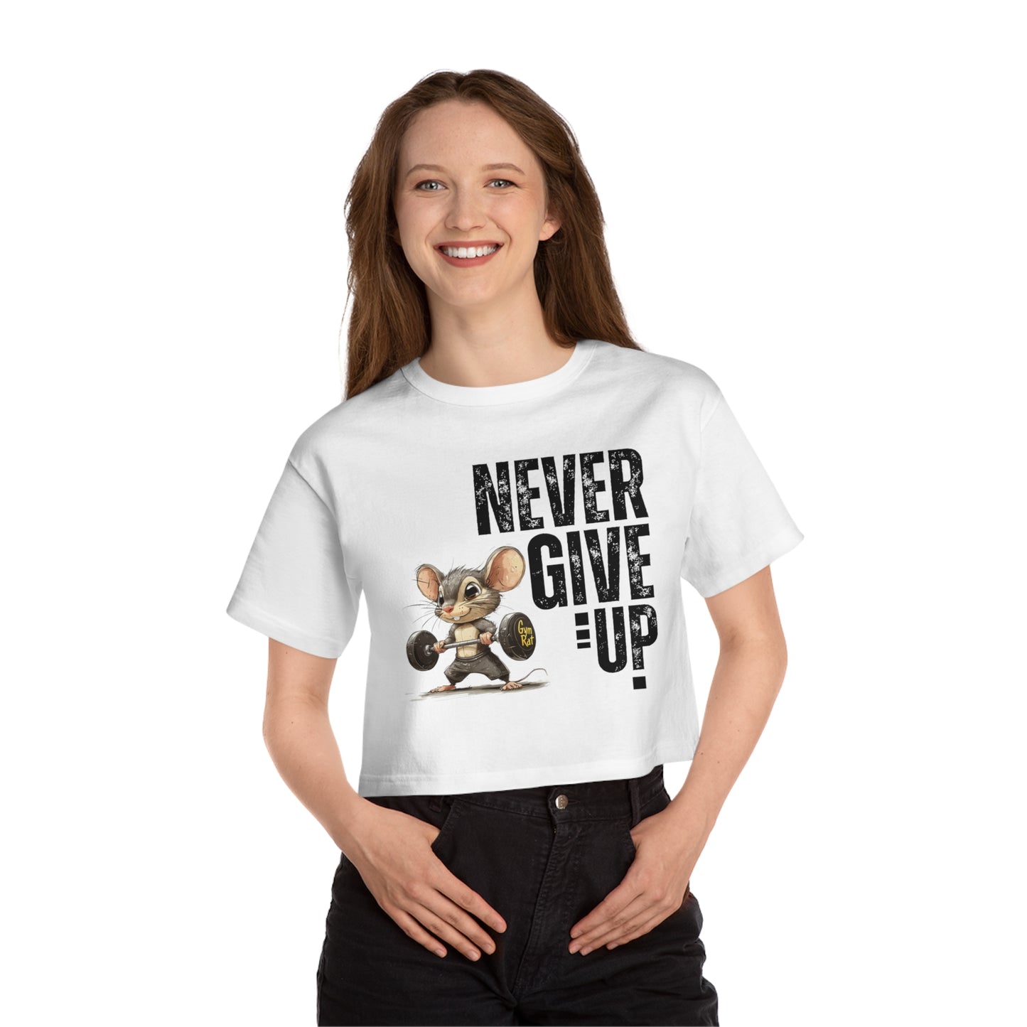 Never give up Champion Women's Heritage Cropped T-Shirt