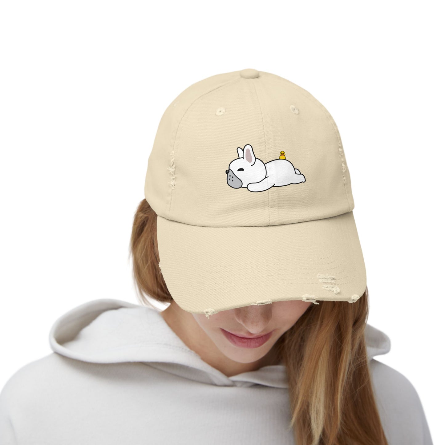 Dog and duck sleep Unisex Distressed Cap