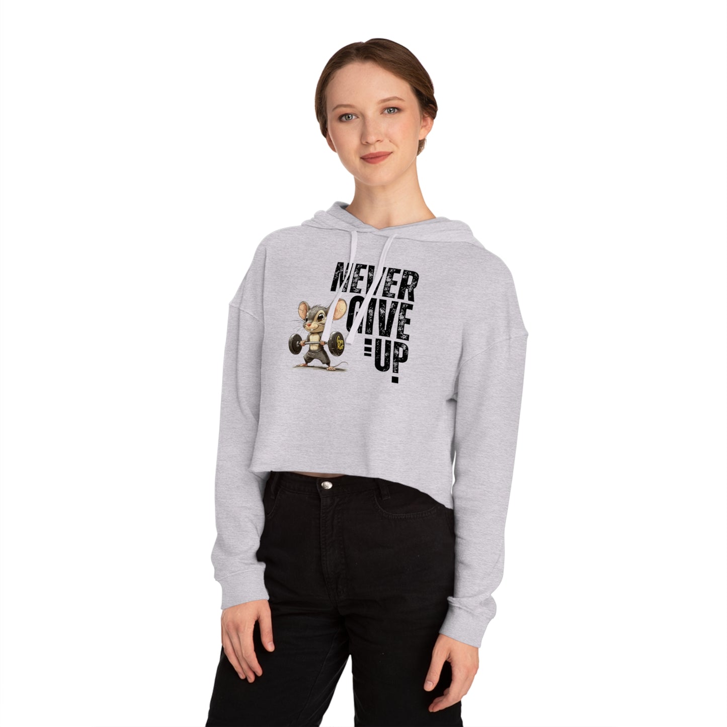 Never give up Women’s Cropped Hooded Sweatshirt