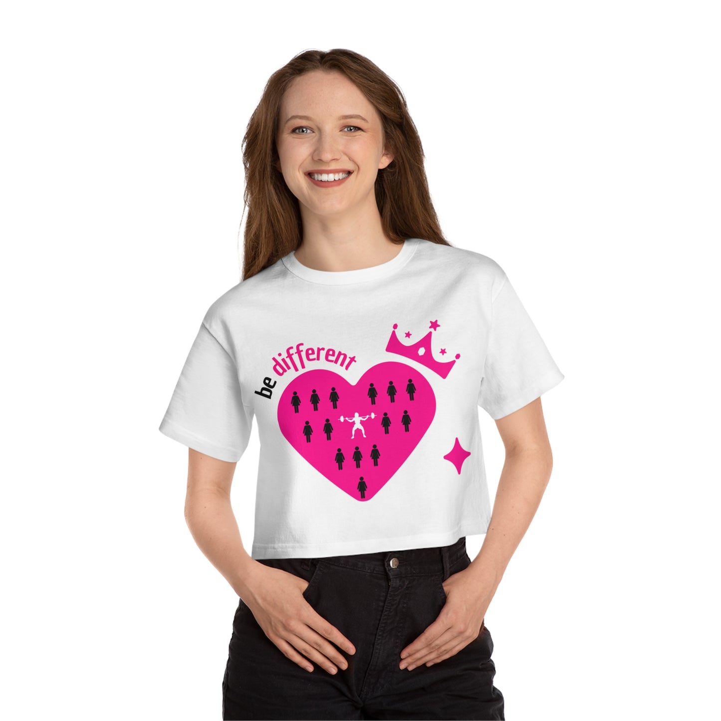 Be different heart Champion Women's Heritage Cropped T-Shirt