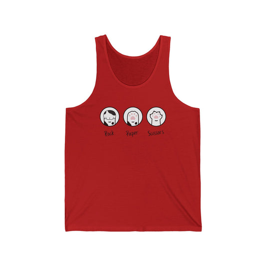 Cat paper, rock, scissors  Unisex Jersey Tank