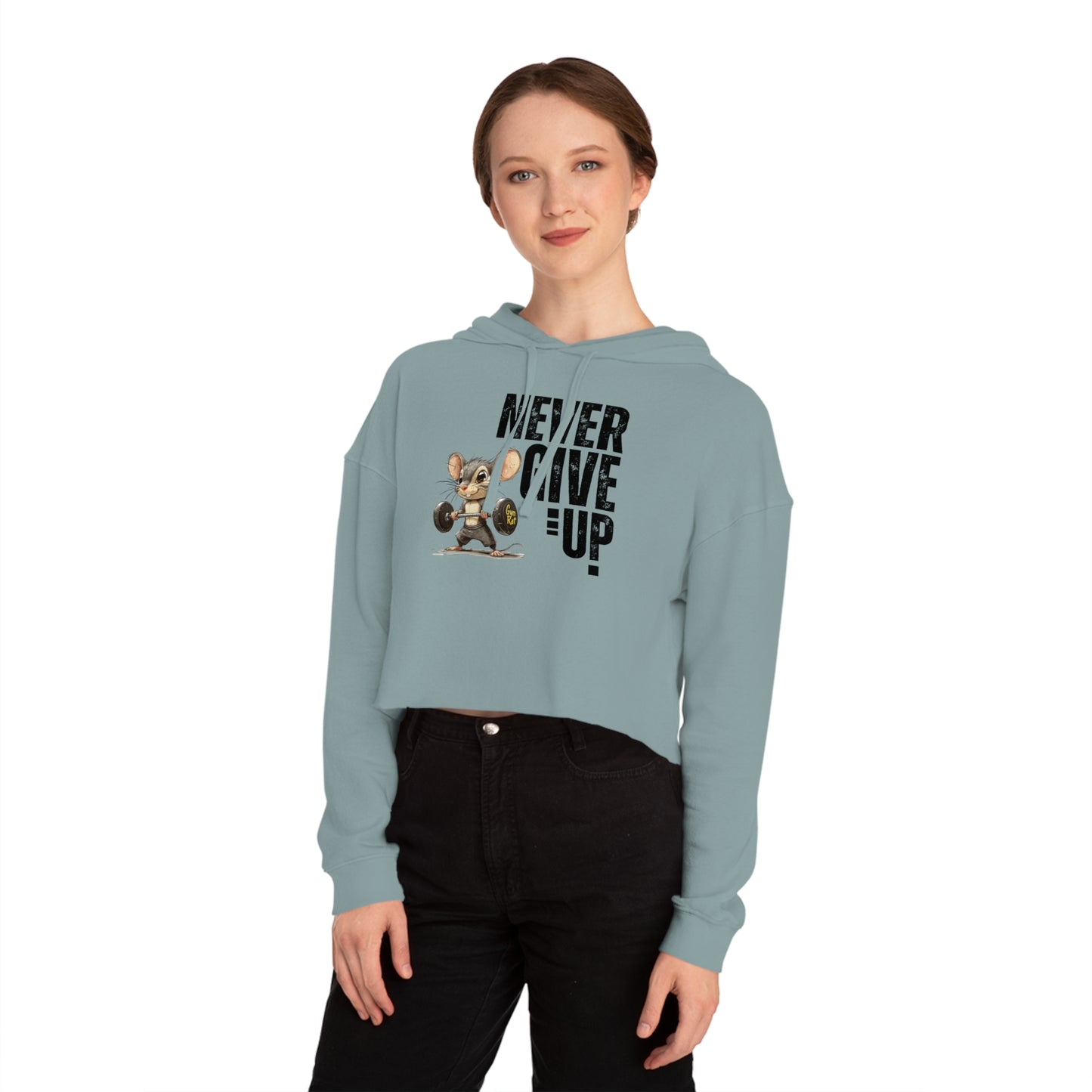 Never give up Women’s Cropped Hooded Sweatshirt