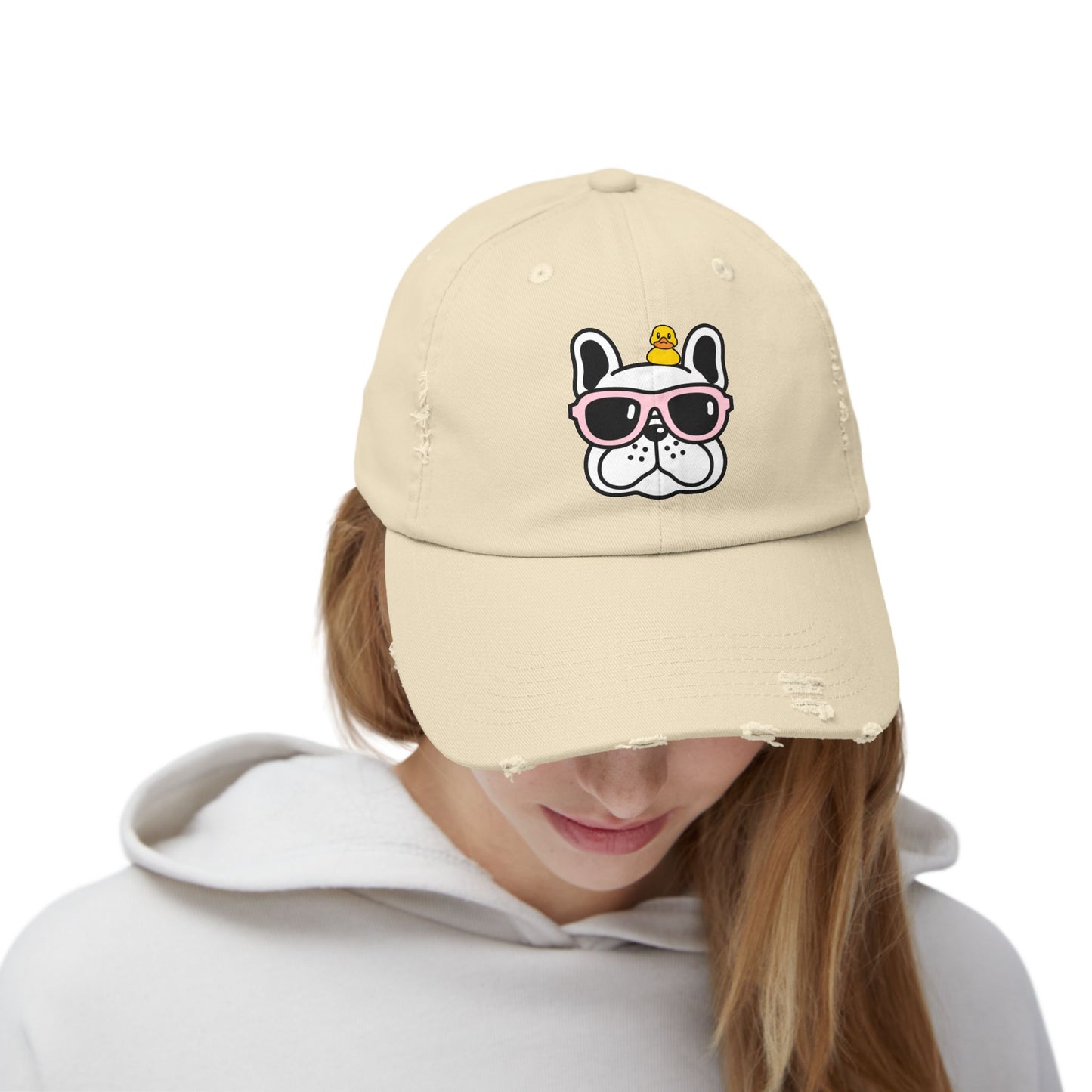 Dog and duck sunglass Unisex Distressed Cap