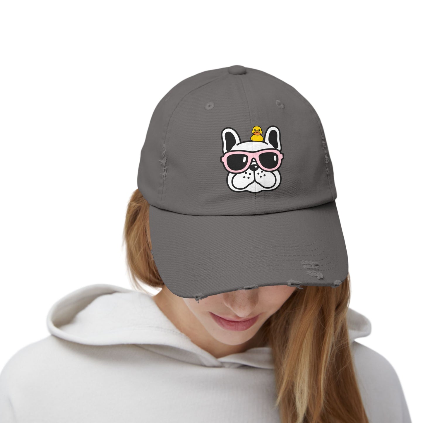 Dog and duck sunglass Unisex Distressed Cap